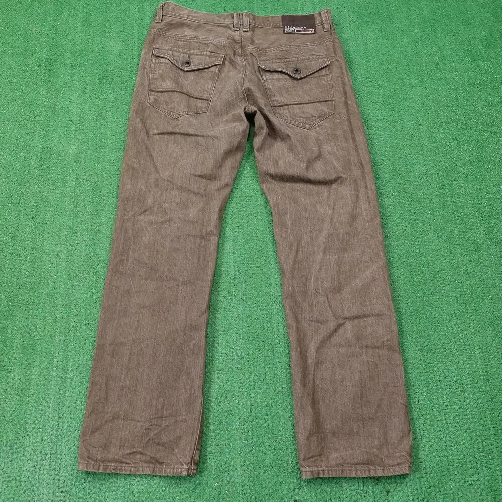 SEAN JOHN HAMILTON RELAXED FIT BROWN‎ POCKET FLAP JEANS MENS SIZE 34